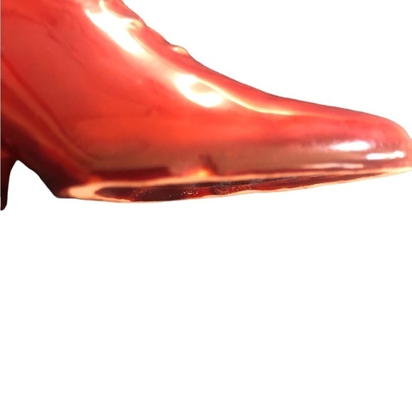 VTG Italian Made Ceramic Boot Pin Cushion Markings on Bottom Rust Top Cushion - Picture 6 of 7